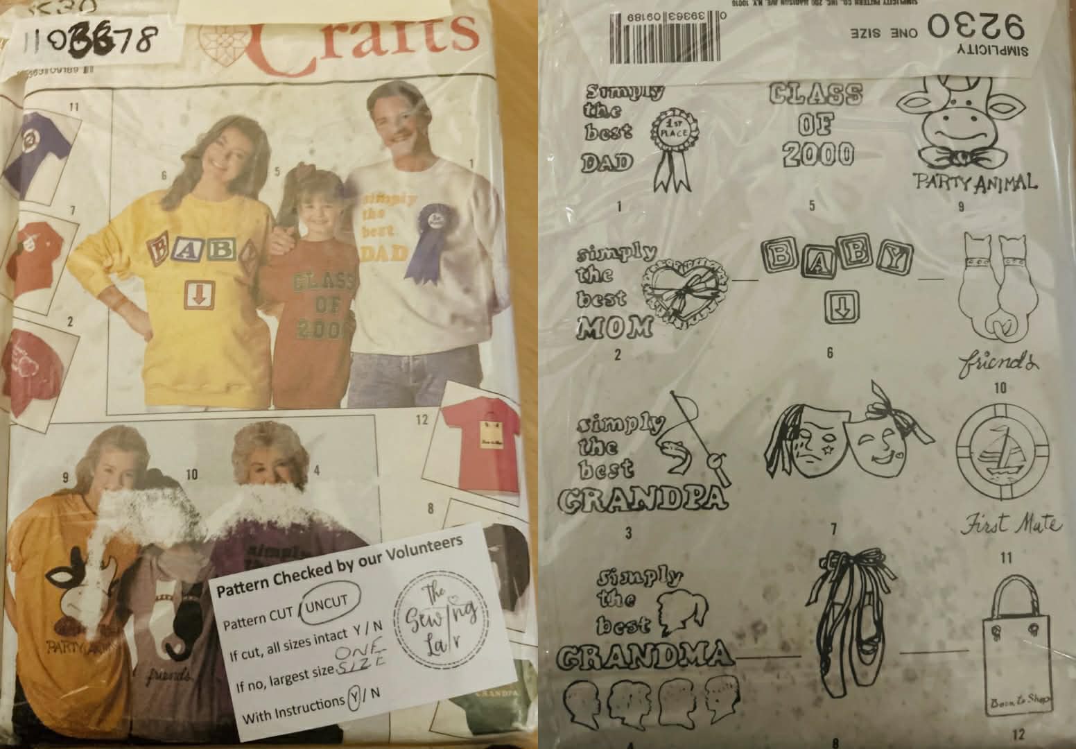 Pattern: (2000) Simplicity Crafts #9220 Shirt Appliqué Pattern (One Size)
