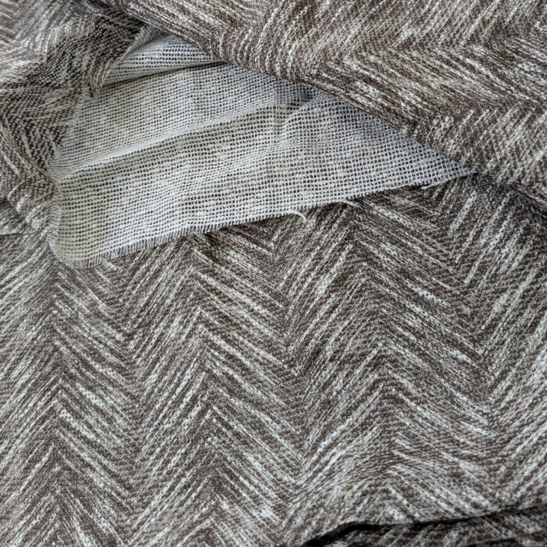 Brown Sketchy Chevron Open Weave Cotton (110cm x 260cm)