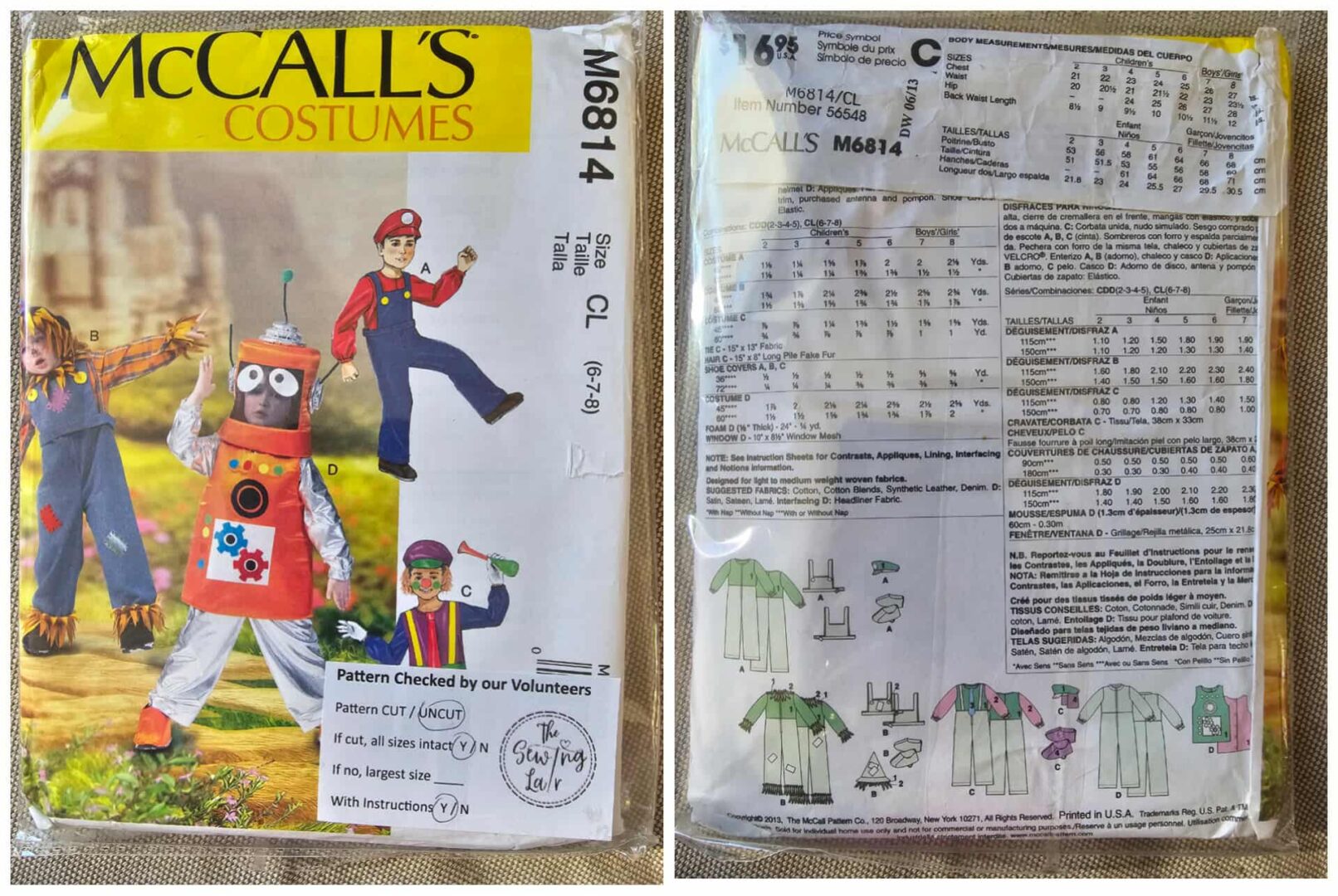 Pattern: McCall's Costumes #M6814 (Size 6-8)