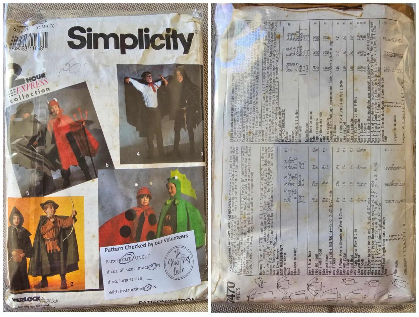 Pattern: Simplicity #7470 (Size Kids S-L / 3-8)