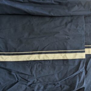 White Feature Stripe Navy Cotton Broadcloth (112cm x 186cm)