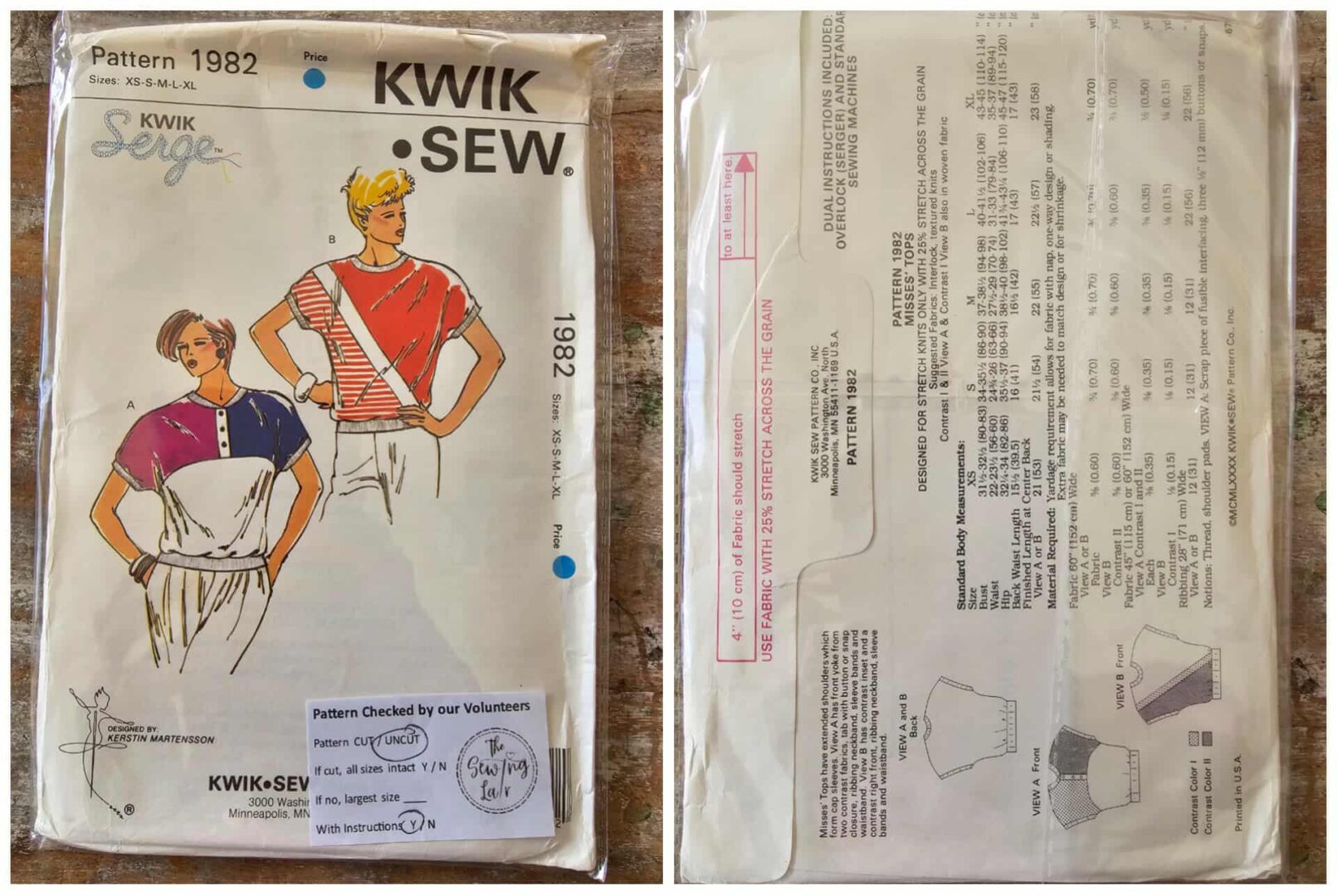 Pattern: Kwik Sew #1982 Ladies Tops (Size XS-XL)