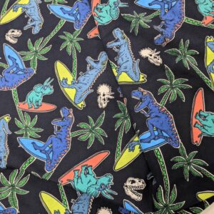 Dinosaurs on Surfboards Cotton Jersey (116cm x 100cm)
