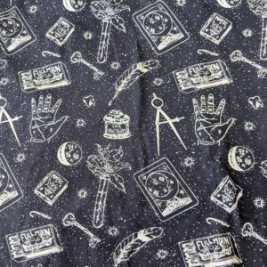 Navy Tarot Print Cotton T-shirt Jersey (160cm x 80cm)