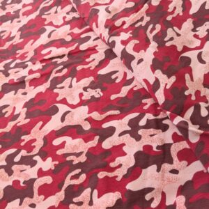Glittery Red Camo Print Cotton T-shirt Jersey (155cm x 104cm)