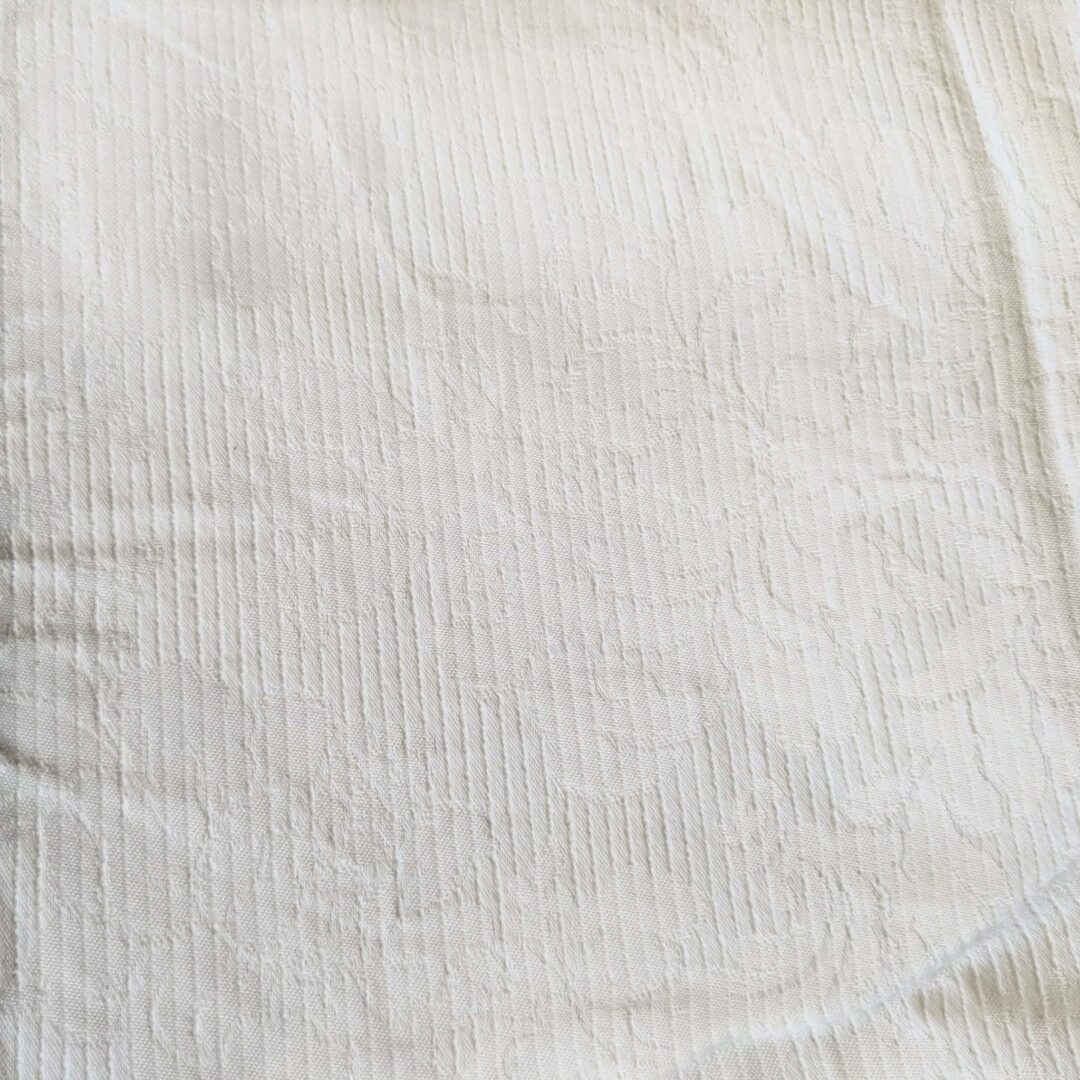 Cream Jacquard Stripes and Floral Home Decorator Fabric (140cm x 250cm)