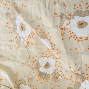 Tan & Orange Floral Chiffon (114cm x 240cm)
