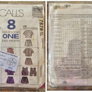 Pattern: McCalls #7676 Girls Tops & Shorts (Size 7-10)