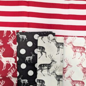 Bundle: Red & Black Deer Cotton Drill & Canvas (3.4m total)