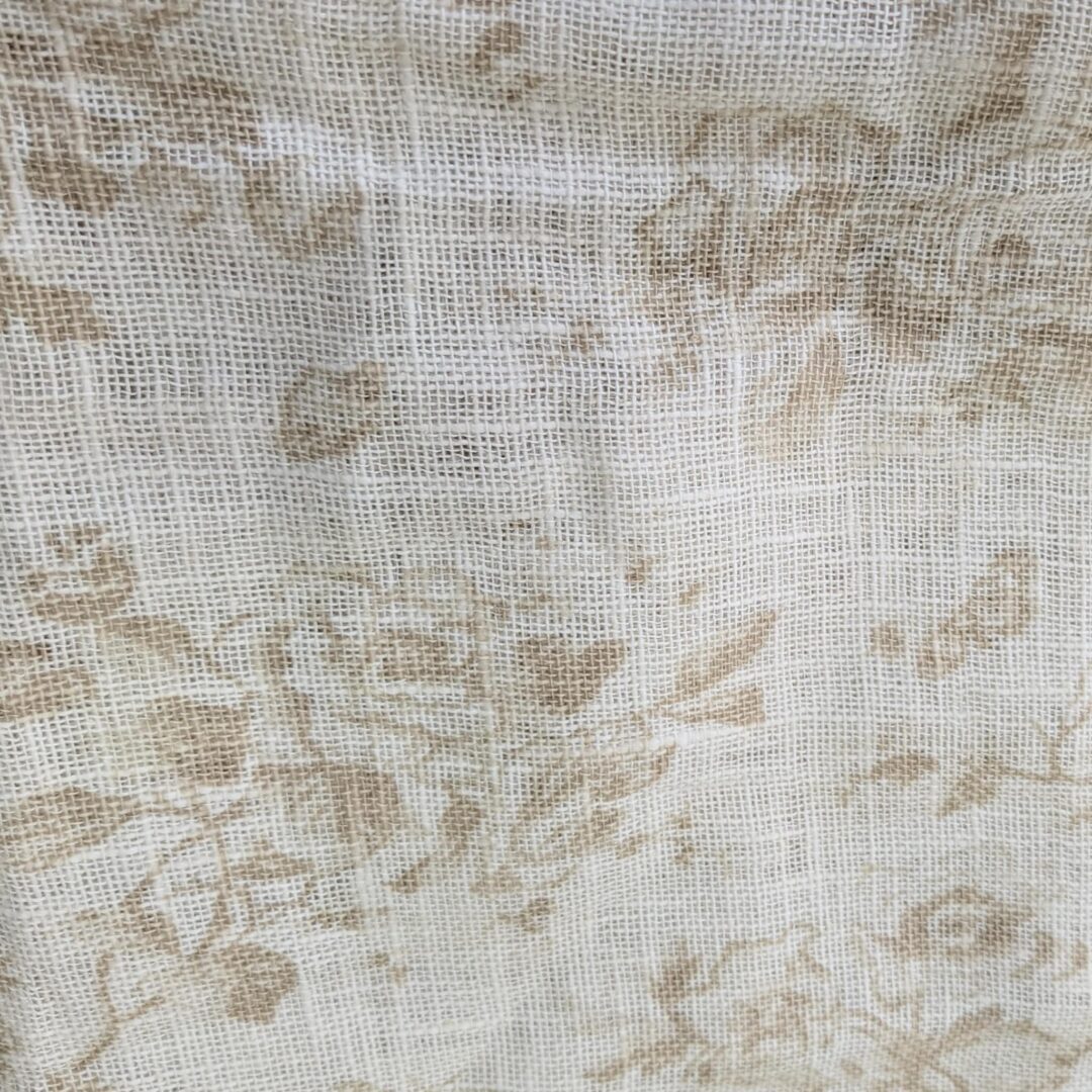 Tan Floral Open Weave Home Decorator Cotton (150cm x 140cm)