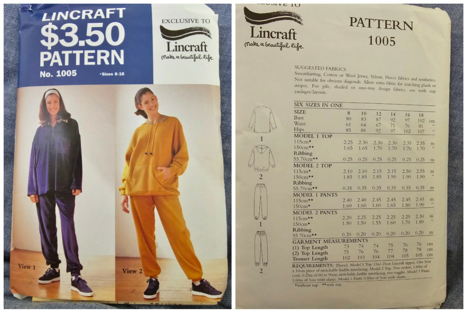 Pattern: Lincraft #1005 Ladies Tracksuit (Size 8-18)