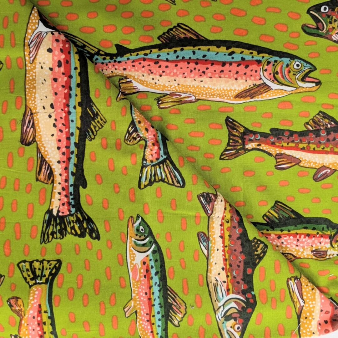 Green Fishy Quilting Cotton (110cm x 55cm)
