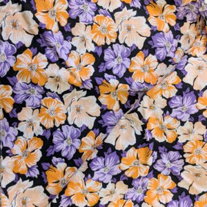Vintage Purple & Orange Floral Cotton Lawn (82cm x 290cm)