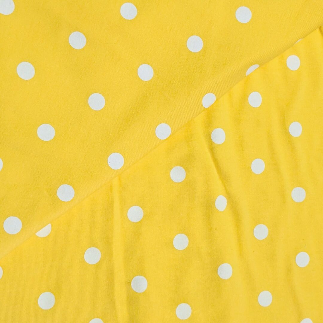 Yellow Polka Dot Cotton Jersey (160cm x 52cm)