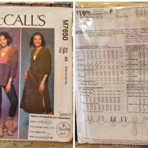 Pattern: McCalls #M7650 Ladies Top & Dress (Size 6-14)