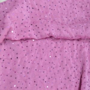 Pink Sequined Sheer Dress Fabric (115cm x 150cm)