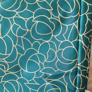 Golden Floral on Emerald Green Satin (114cm x360cm)