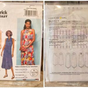 Pattern: Butterick #B6551 Ladies Dresses (Size XS/4-M/14)