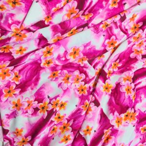 Hot Pink Tropical Print by Pine Crest Fabrics Elastane Knit (160cm x 90cm)
