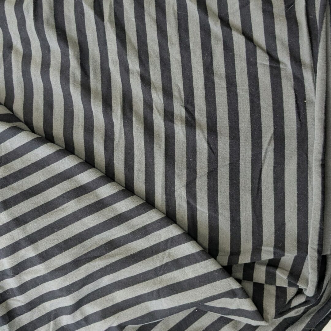 Charcoal & Black Striped Cotton Jersey (190cm x 119cm)