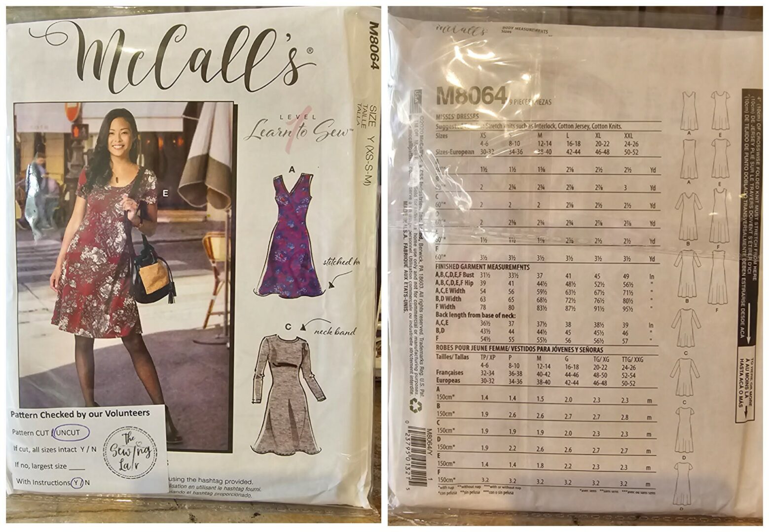 Pattern: McCalls #M8064 Ladies Dresses (Size XS/4-M/14)