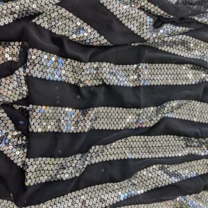 Silver Sequined Black Chiffon (140cm x 86cm)