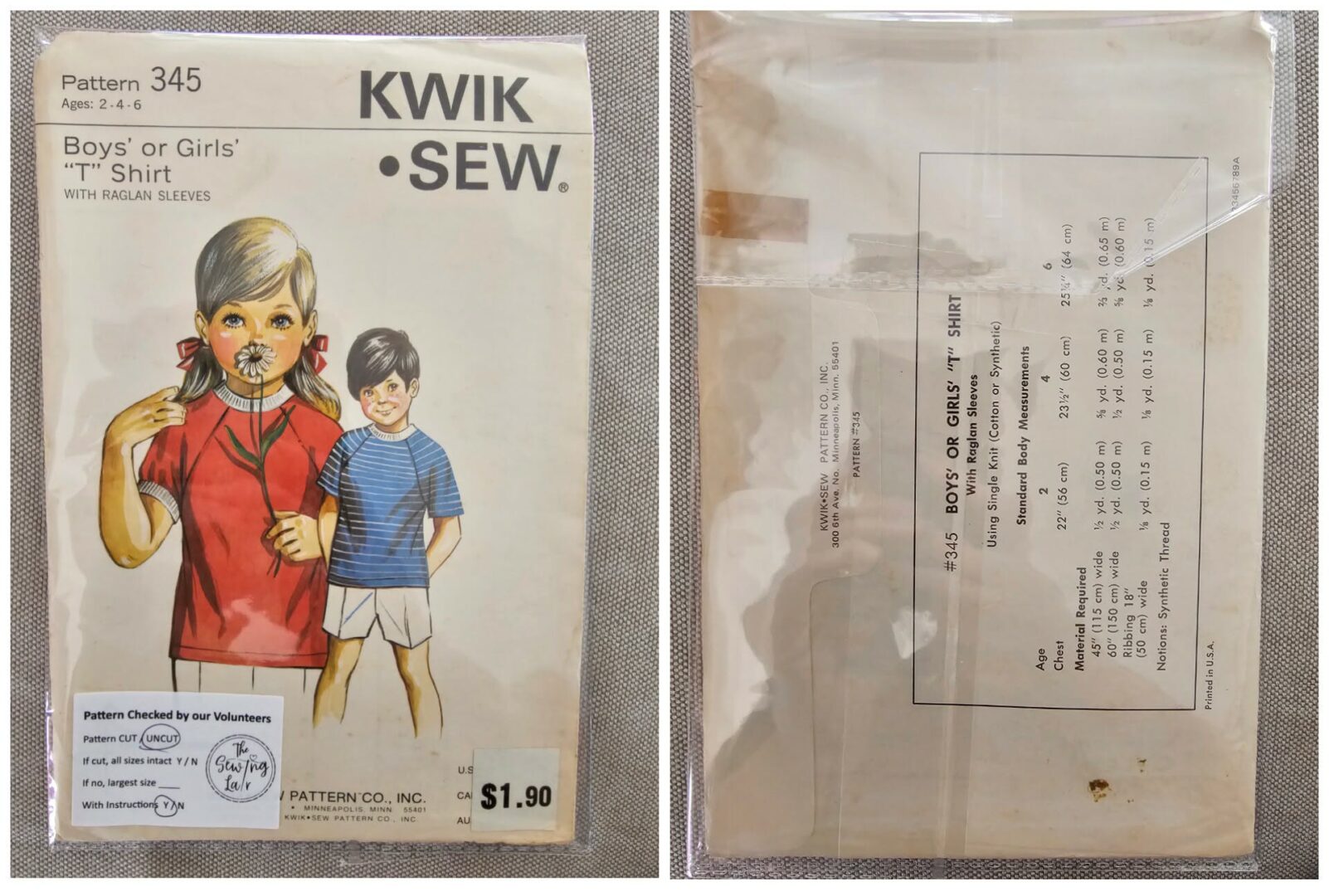 Pattern: Kwik Sew #345 Child's T-Shirt (size 2-6)