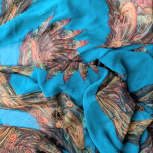 Teal Paisley Chiffon (146cm x 130cm + extra)