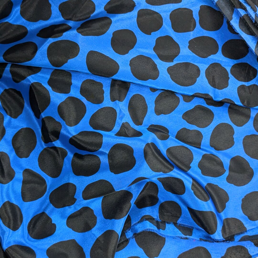 Spotty Blue & Black Satin (110cm x 300cm)