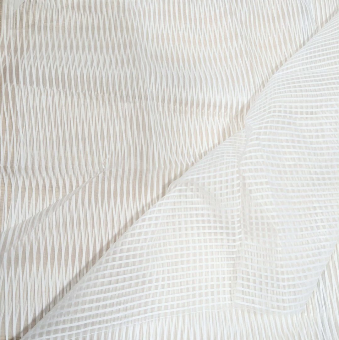 White Striped Sheer Dress Fabric (112cm x 120cm)