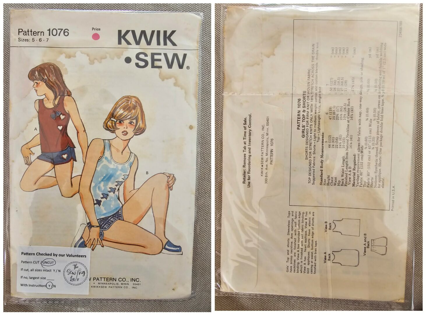 Pattern: Kwik Sew #1077 Girls Top & Shorts (Size 5-7)