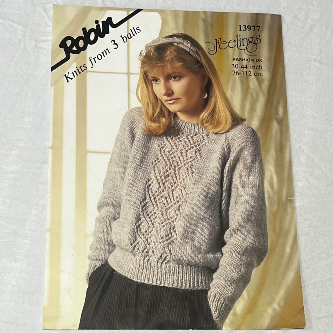 Robin Knitting Pattern #13977 Women's Sweater Size 30-44 chest (1 pattern)