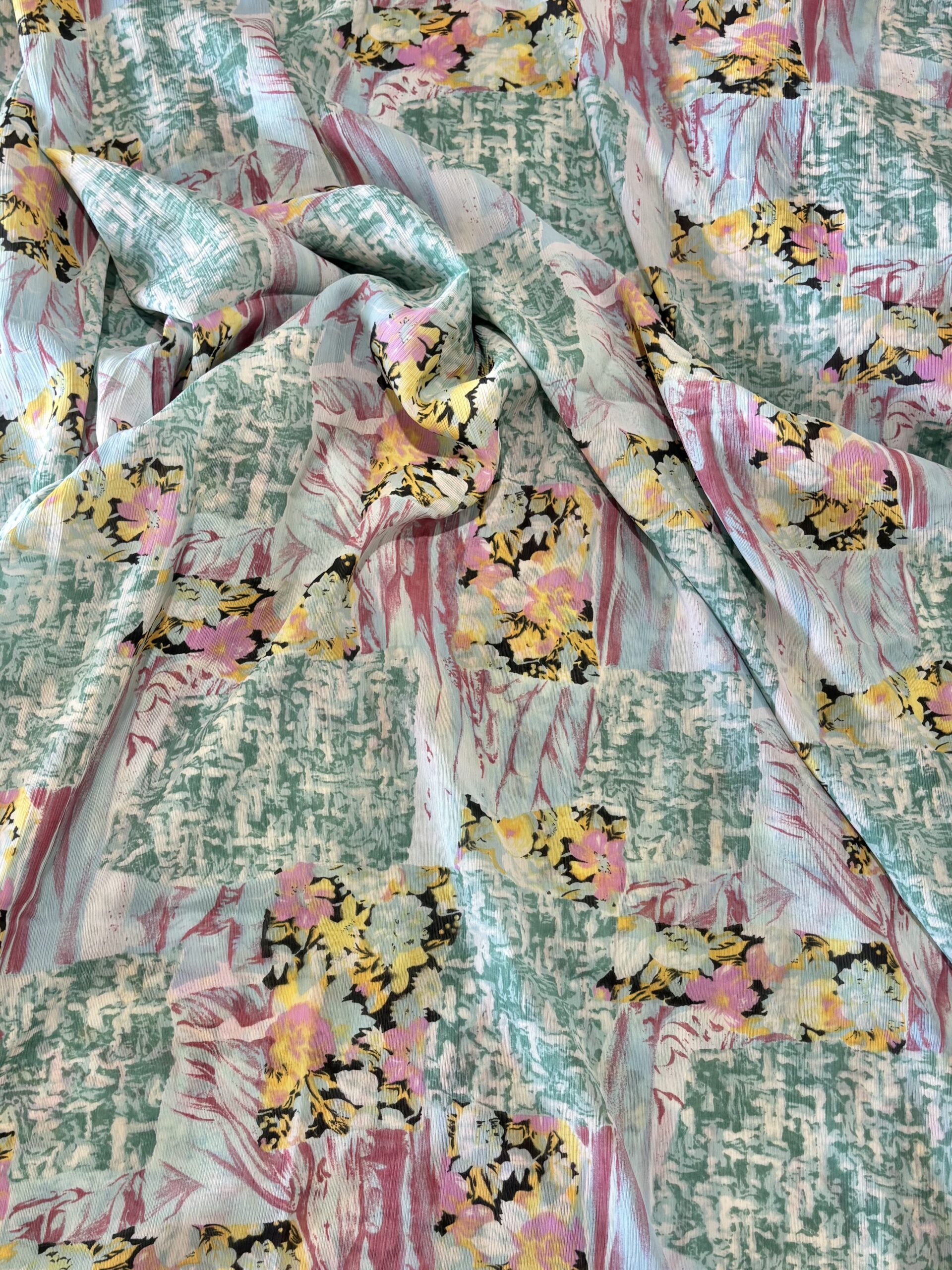 Patchy Florals Georgette. (110cm x 256cm)