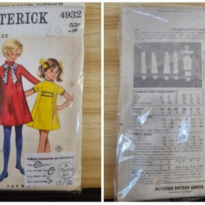Pattern: Vintage Butterick #4932 Child's One Piece Dress (Size 4)