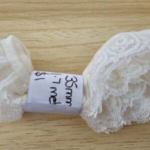 White Gathered Lace Trim (35mm x 1.7m)