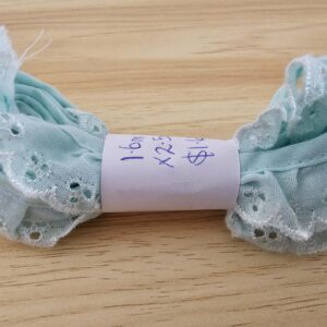 Blue Broderie Anglaise Gathered Trim (25mm x 1.6m)