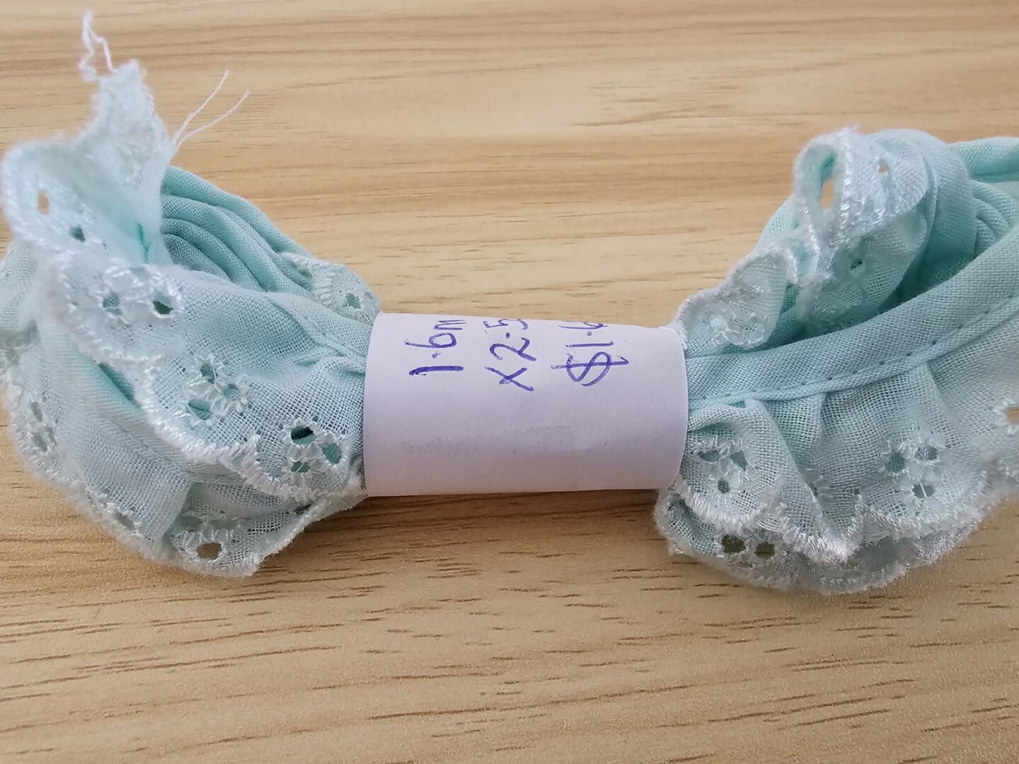 Blue Broderie Anglaise Gathered Trim (25mm x 1.6m)
