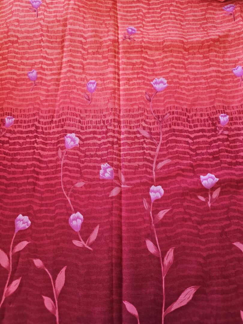 Red Floral with Border Print Chiffon (155cm x 175cm)
