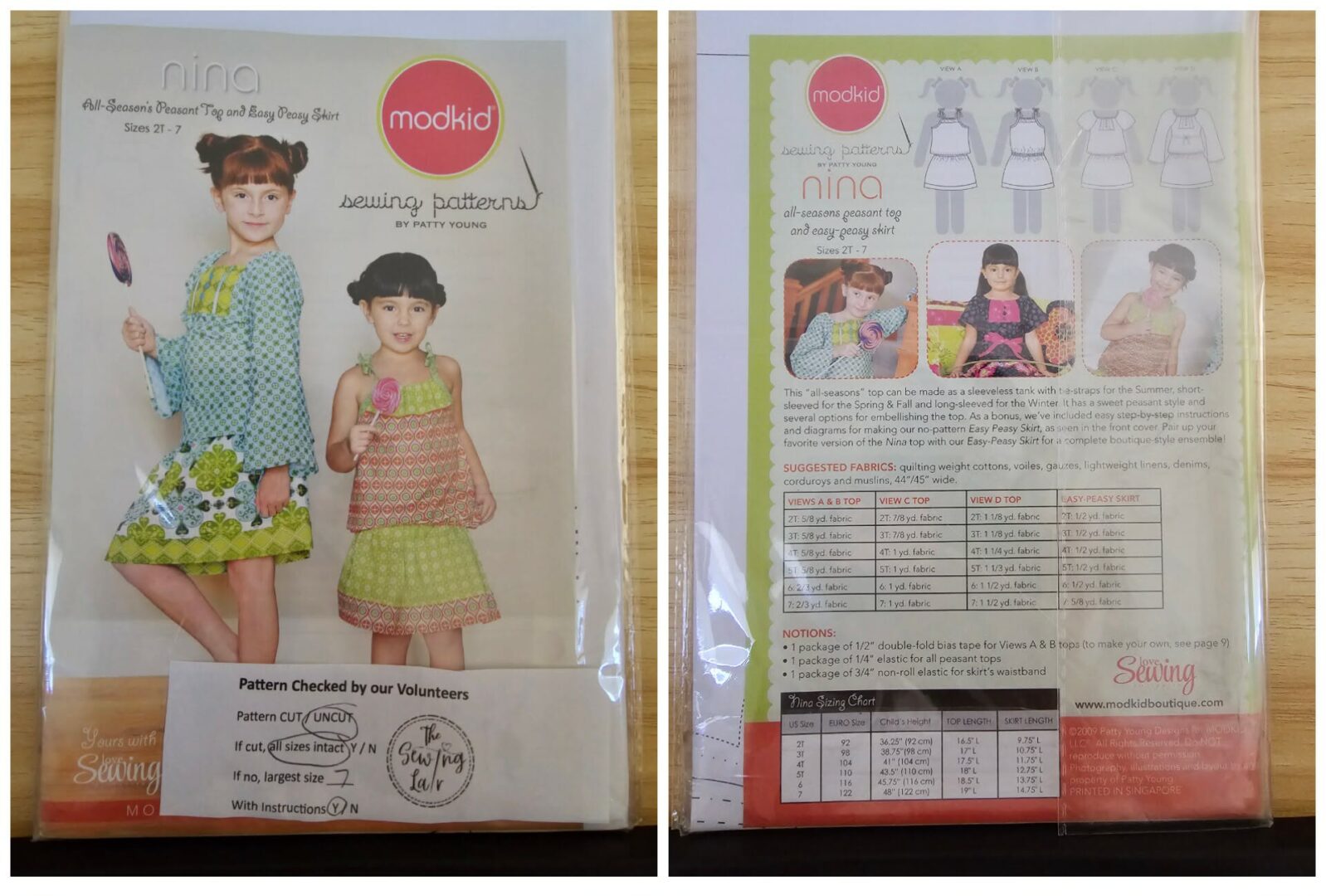 Pattern: Modkid "Nina" All Seasons Peasant Top & Skirt. (Size 2T-7)