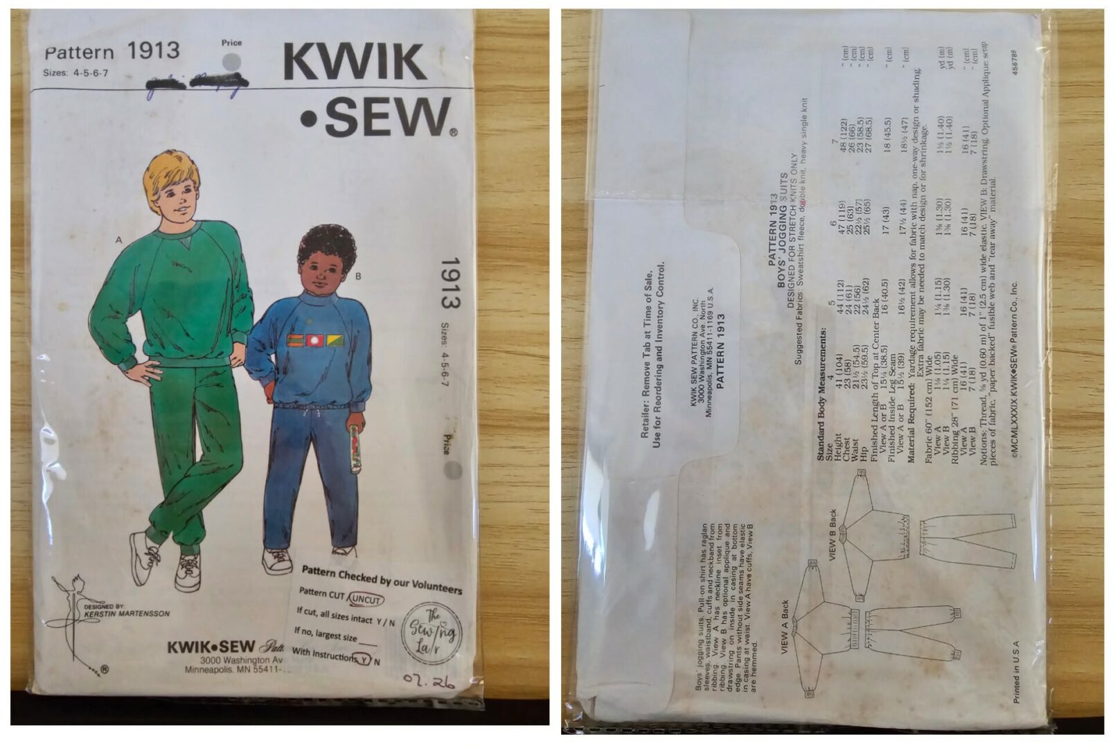 Pattern: Kwik Sew #1913 Boys Tracksuits. (Size 4-7)