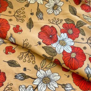 Earthy Floral Cotton Spandex Jersey (150cm x 180cm)