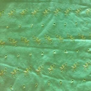 Green Cotton Broderie Anglaise (116cm x 445cm)