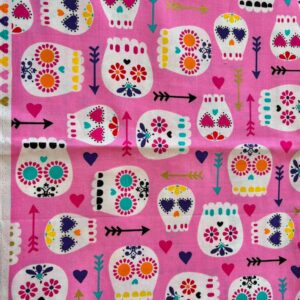 Pink Sugar Skulls Quilting Cotton (113cm x 58cm)