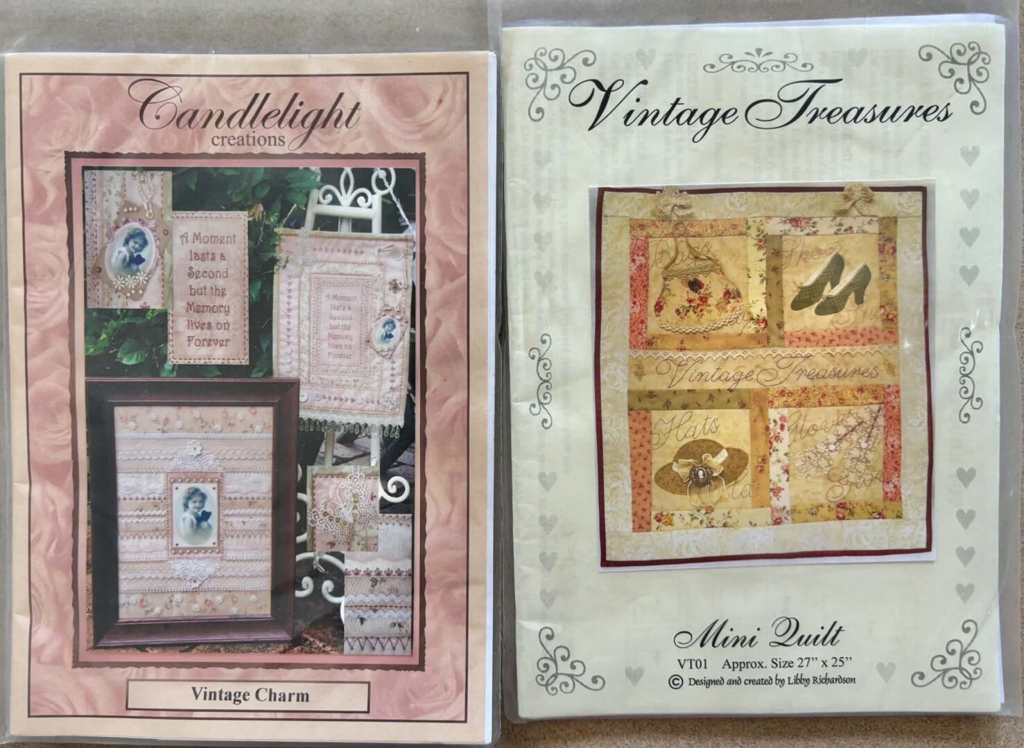 Stitchery & Craft Pattern Duo - Vintage Charm & Vintage Treasures Mini Quilt