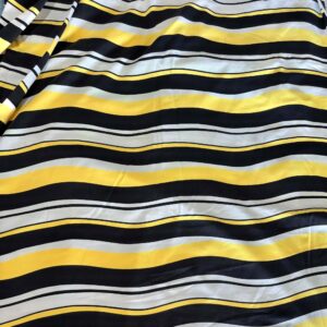 Black, Yellow & White Wavy Stripes Spandex (160cm x 190cm)