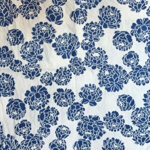 Vintage Blue Stencil Floral Cotton (90cm x 97cm)