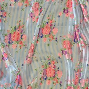 Beautiful Blue Sheer Striped Dress Fabric (112cm x 200cm)