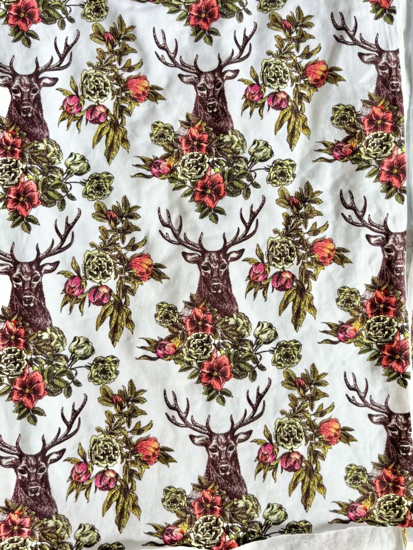 Floral Stag Cotton Spandex (160cm x 60cm)