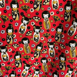 Red Japanese Doll Poly Woven (150cm x 441cm)