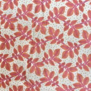 Orange and Pink Leafy Quilting Cotton (109cm x 292cm)